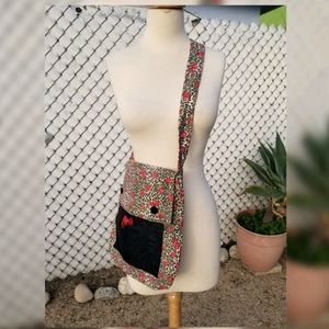 Bag denim leopard rose print